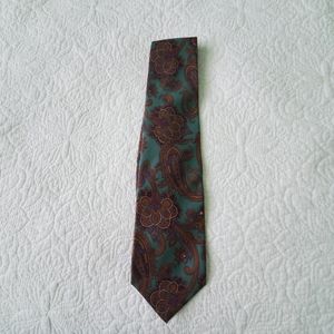 Christian Dior silk paisley aqua brown tie